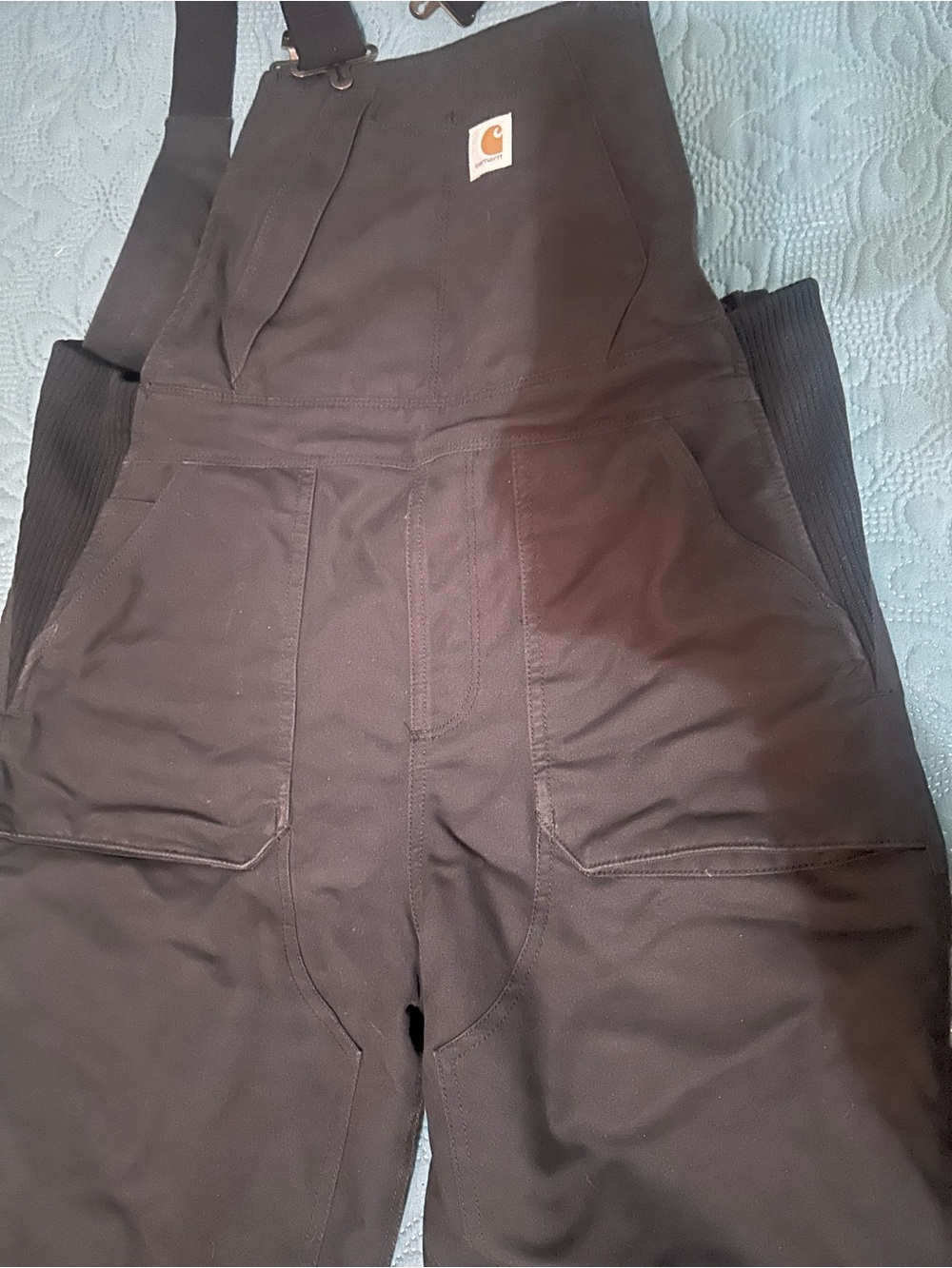 Woman's Carhartt Black Coveralls with Brown Logo Patch - Picture 5 of 11